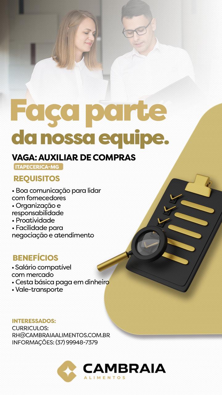 Arte da vaga AUXILIAR DE COMPRAS