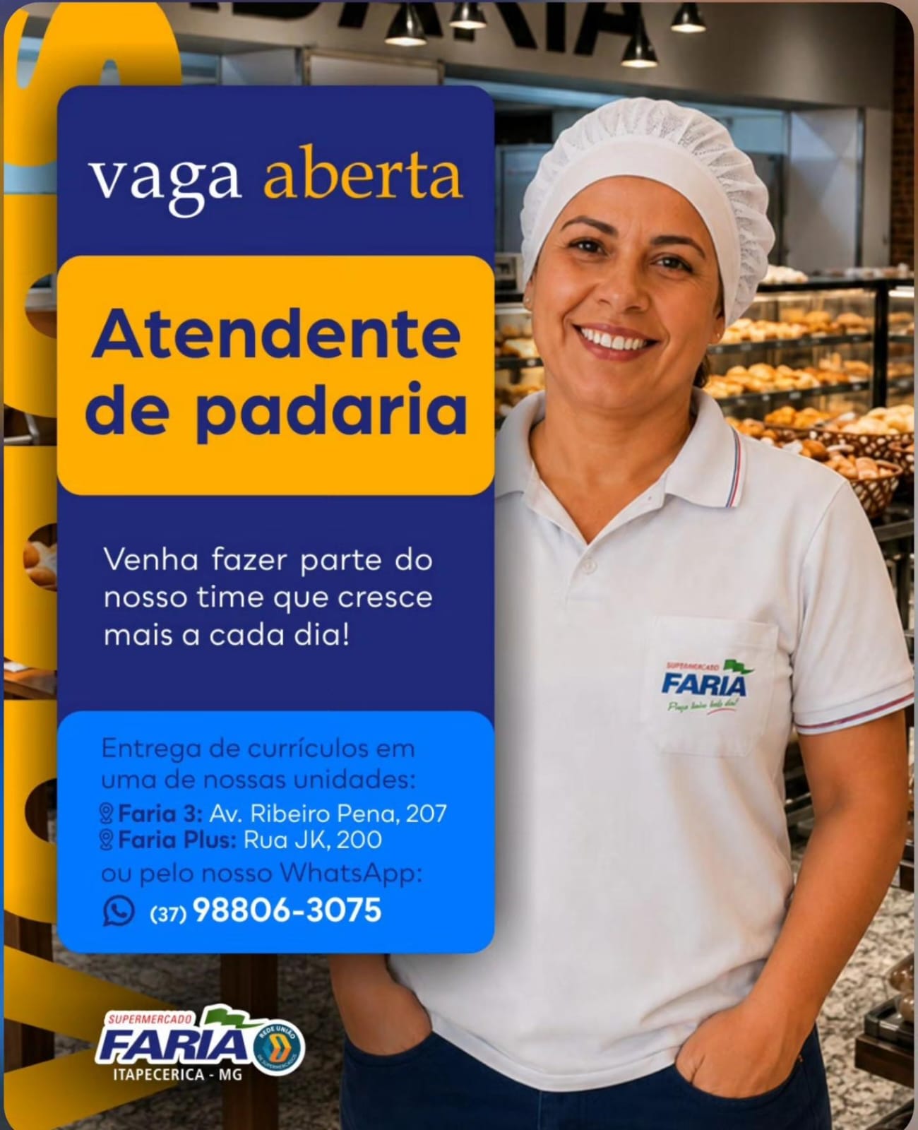 Arte da vaga ATENDENTE DE PADARIA